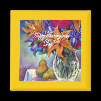 Thanksgiving Day Flowers & Pears Painting Magnet by JUDERM Thanksgiving Day Flowers & Pears Painting Magnet