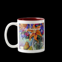 Thanksgiving Day Flowers & Pears Painting Mug