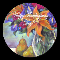 Thanksgiving Day Flowers & Pears Painting - Multi stickers