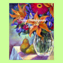Thanksgiving Day Flowers & Pears Painting Poster posters