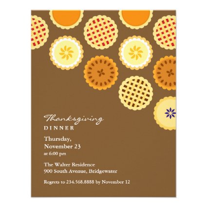 Thanksgiving Dinner and Pies Flat Invitation