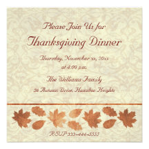 Thanksgiving Dinner Custom Announcements
