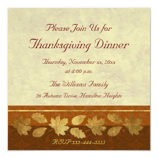 Thanksgiving Dinner Custom Invites (front side)