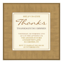 Thanksgiving Dinner Invitation Elegant Brown