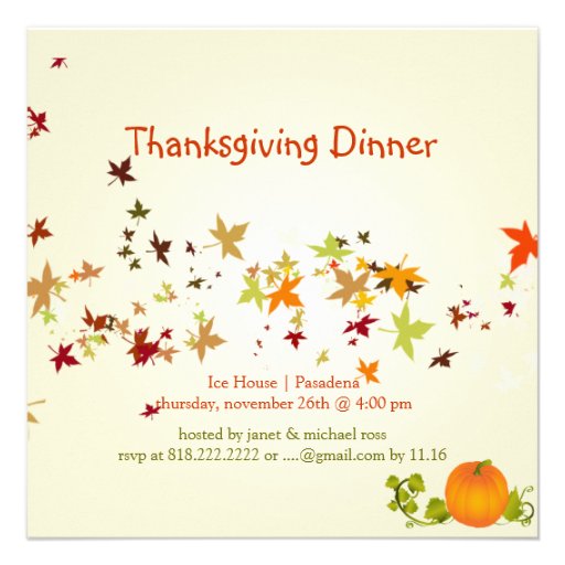 Thanksgiving Dinner, maple leaves Custom Invites