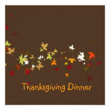 Thanksgiving Dinner, maple leaves Custom Invitations