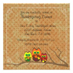 Thanksgiving Dinner Owl Trio on Polka Dots - Personalized Invites