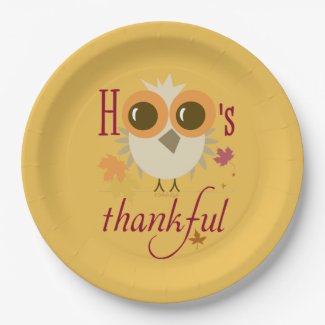 Thanksgiving Dinner Paper Plates Cute Owl thankful