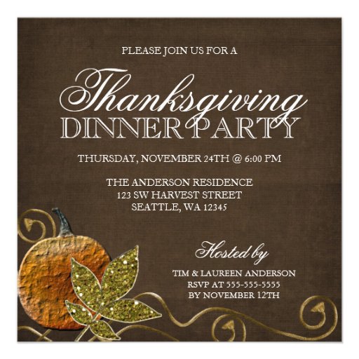 Thanksgiving Dinner Party Invitations (front side)
