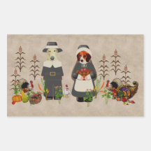Thanksgiving Dogs Rectangle Stickers