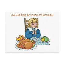 Thanksgiving girl saying prayer postcard