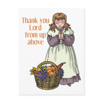 Thanksgiving girl thanking Lord for food Post Card