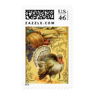 Thanksgiving Greeting with a Turkey Stamp