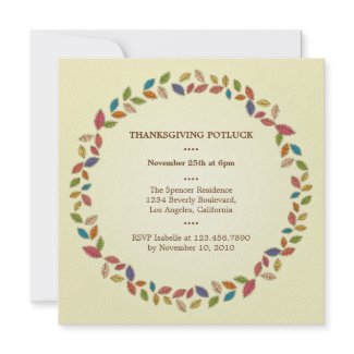Thanksgiving Harvest Leaves Potluck Party invitation