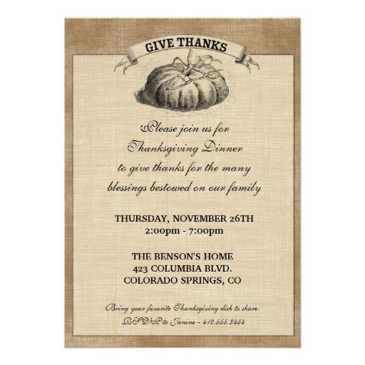 Thanksgiving Harvest Party Invitation (front side)