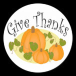 Thanksgiving Harvest Pumpkins Round Stickers