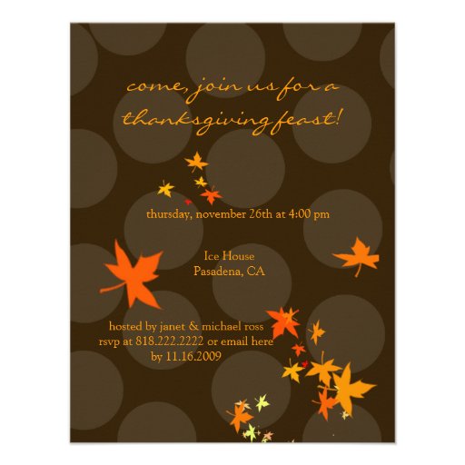 Thanksgiving invitations, maple leaves (front side)