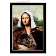 Thanksgiving Mona Lisa Pilgrim Greeting Card
