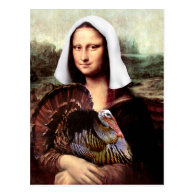 Thanksgiving Mona Lisa Pilgrim Postcard