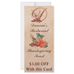 Thanksgiving Monogram D Rack Card /Resturant