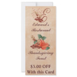 Thanksgiving Monogram E Rack Card /Resturant