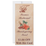 Thanksgiving Monogram F Rack Card /Resturant