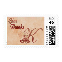 Thanksgiving Monogram K alphabet Postage