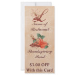 Thanksgiving Monogram L Rack Card /Resturant