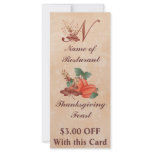 Thanksgiving Monogram N Rack Card /Resturant