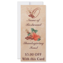Thanksgiving Monogram O Rack Card /Resturant rack cards