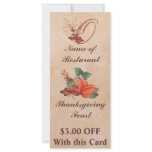 Thanksgiving Monogram O Rack Card /Resturant