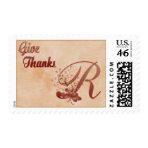 Thanksgiving Monogram R alphabet Postage