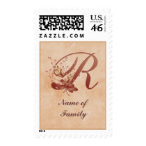 Thanksgiving Monogram R alphabet Postage