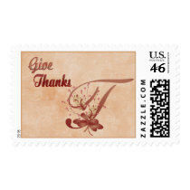 Thanksgiving Monogram t alphabet Postage