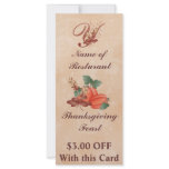 Thanksgiving Monogram Y Rack Card /Resturant
