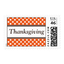 Thanksgiving Orange Polka Dot Postage Stamps