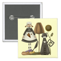 Thanksgiving Pilgrim Life Square Button
