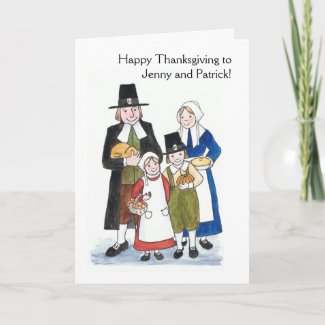 Thanksgiving Pilgrims Greeting Card to Personalize