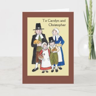 Thanksgiving Pilgrims Greeting Card to Personalize