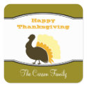 Thanksgiving potluck orange green turkey day tag sticker