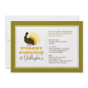 Thanksgiving potluck orange green turkey dinner invitation