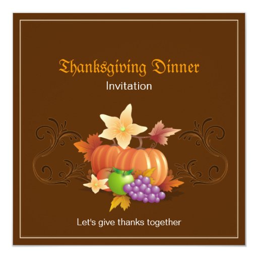 Thanksgiving Pumpkins Fruits Leaves Classic Personalized Invite (front side)