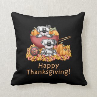 Thanksgiving Puppy Holiday throw pillow