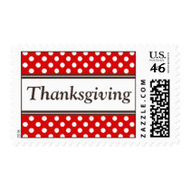 Thanksgiving Red Polka Dot Postage Stamps