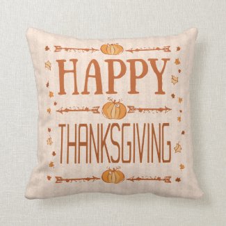 Thanksgiving Rustic Pumpkin Arrow Throw Pillow