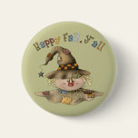 Thanksgiving Scarecrow Round Button