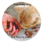 Thanksgiving Sharing with Animals Round Sticker