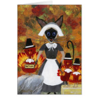 Thanksgiving Siamese Cat Greeting Cards