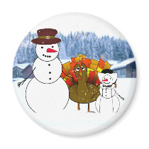 Thanksgiving Snowmen magnets by Fall_Seasons_Best Thanksgiving Snowmen magnets