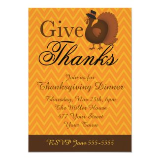 Thanksgiving Turkey 5x7 Paper Invitation Card